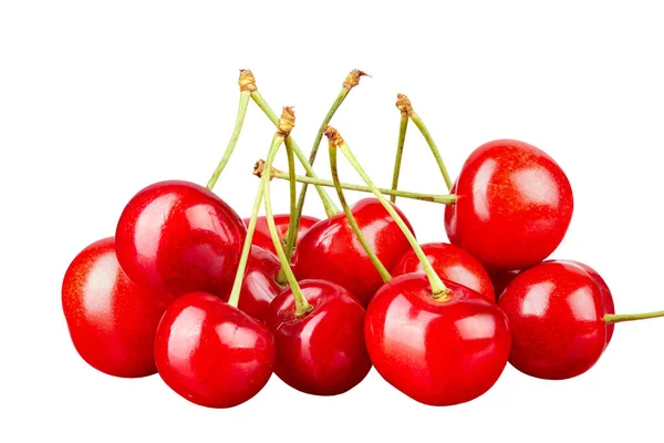 Édes Cseresznye Cseresznye Elszigetelt Fehér Alapon Fájl Tartalmaz Nyírás Útvonal — Stock Fotó