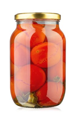 Canned tomatoes in a jar. Isolated on white background. File contains clipping path clipart