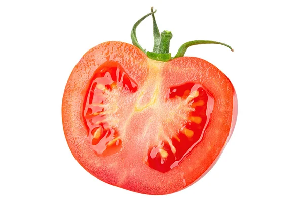 Pół Świeżego Czerwonego Pomidora Izolowanego Białym Plik Zawiera Ścieżkę Wycinania — Zdjęcie stockowe