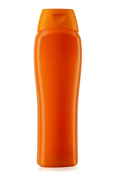 Bottiglia Arancione Con Detergente Isolato Sfondo Bianco File Contiene Percorso — Foto Stock