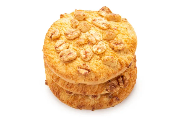 Runde Shortbread Kekse Mit Erdnüssen Vereinzelt Auf Weißem Hintergrund Datei — Stockfoto