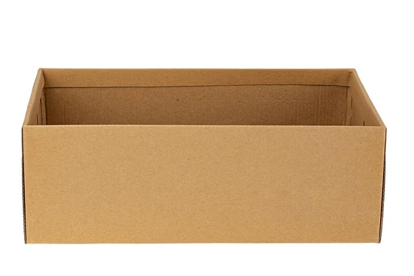 Χάρτινο Κουτί Χωρίς Καπάκι Απομονωμένο Λευκό Φόντο Αρχείο Περιέχει Διαδρομή — Φωτογραφία Αρχείου