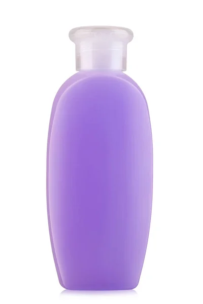 Bottiglia Plastica Viola Shampoo Sapone Liquido Lozione Close Isolato Sfondo — Foto Stock