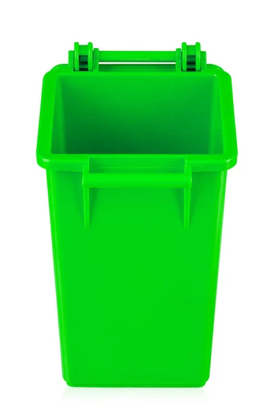 Yeşil Geri Dönüşüm Kutusu Beyaz Arka Planda Izole Edilmiş Çöp — Stok fotoğraf