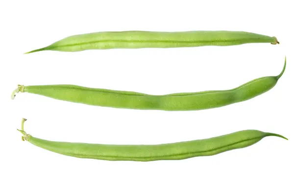 Yeşil Fasulyeler Beyaz Arka Planda Izole Edilmiş Sağlıklı Yiyecekler Siyah — Stok fotoğraf
