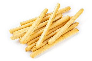 Grissini sticks. Traditional italian breadsticks isolated on white background.