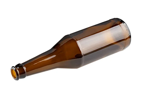 Üres Barna Üvegből Készült Sörösüveg Fehér Alapon Elkülönítve Fájl Vágási — Stock Fotó