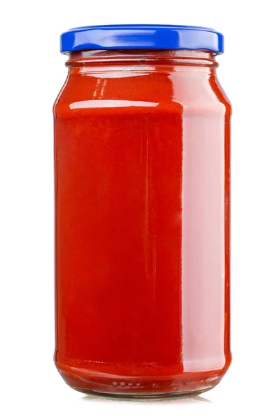 Tomato Sauce Jar Isolated White Background Full Depth Field File — Stock Photo, Image