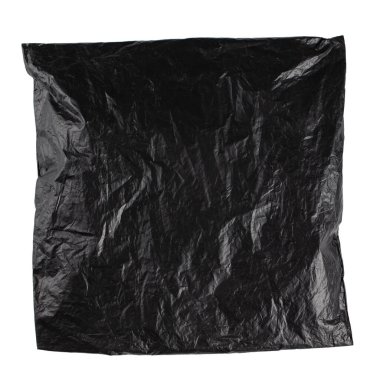 Beyaz arka planda siyah bir kese kağıdı. Uluslararası teslimatlar için paket. Dosya kırpma yolu içeriyor.