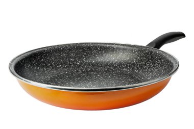 Modern empty cast frying pan with ceramic non-stick coating isolated on white background. Design element. File contains clipping path. clipart