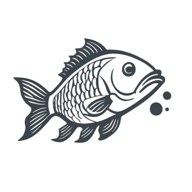 Balık vektör simgesi. Siyah simge logosu beyaz arkaplan balığında izole edildi.