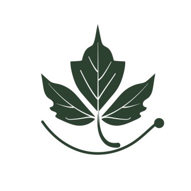 Yaprak illüstrasyonunun minimalist bir temsilini içeren doğadan esinlenilmiş bir logo.
