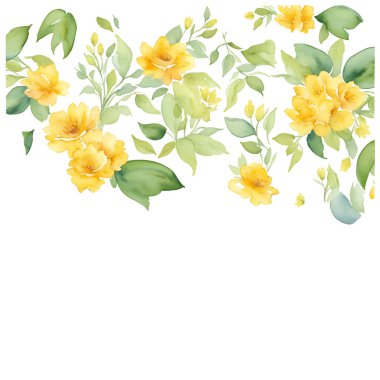 Yaz çiçekleri süsleme arkaplan kartpostalı, davetiye kartı vektör çizimi