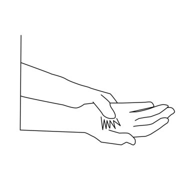 Avuç içi kavramında şiddetli ağrı ince çizgi tasarımı çizimi