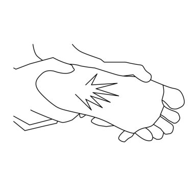 Ayak konseptinde karıncalanma ve yanma hissi ince çizgi tasarım illüstrasyonunda