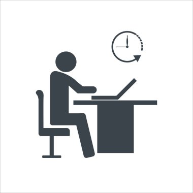 Ofiste çalışan iş adamı. Beyaz arka plan üzerinde izole vektör çizim.