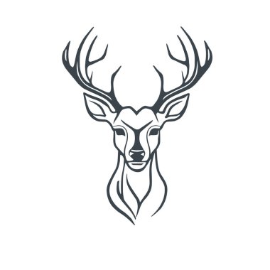 Ren geyiği baş simgesi vektör illüstrasyon tasarımı