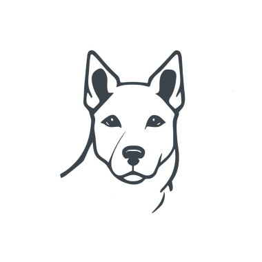 Baş köpek vektör illüstrasyonu. Köpek kafası ikonu. Beyaz arkaplanda izole edilmiş vektör çizimi. köpek logosu.
