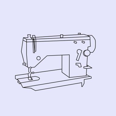 Dikiş makinesi çizgi simgesi konsepti stok çizimi