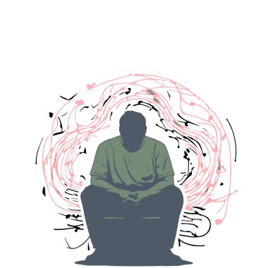 Depresyonun kavramsal çizimi, sürekli hüzün duyguları, umutsuzluk ve aktivitelere ilgi eksikliği..