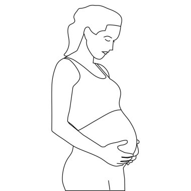 Kadın hamilelik ikonu, çizgi film vektör çizimi tasarımı