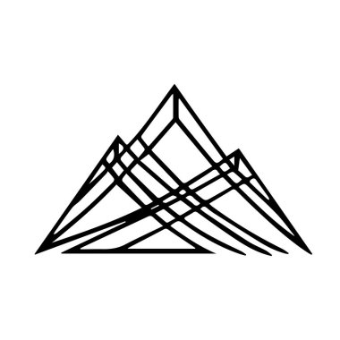 Tırmanışçıların dağcılık rotalarının kesiştiği çizgilerin oluşturduğu cesur, soyut bir dağ sırası.