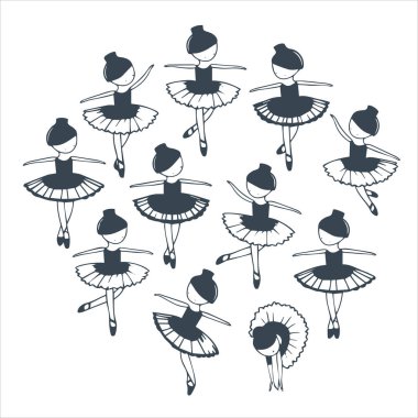 Küçük bir dansçı olan balerinin vektör çizimi.