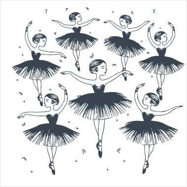 Küçük dansçı, bale kızı vektör çizimi