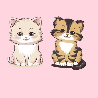 Çizgi film kedileri ve kedi yavrusu