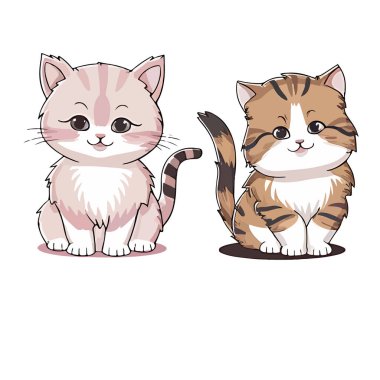 Çizgi film kedileri, beyaz arka planda izole edilmiş. vektör