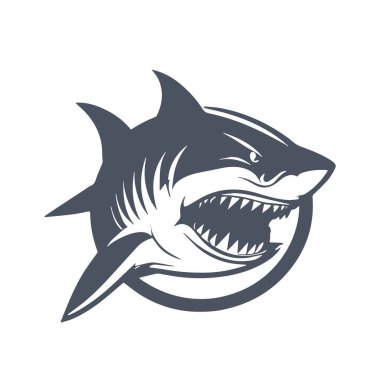 Köpekbalığı baş vektörü, köpekbalığı logosu, kral, kendine güvenen, parlak, dinamik ve profesyonel his