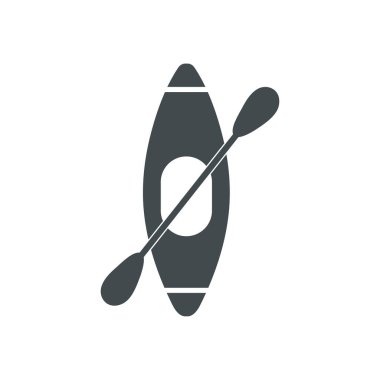 Kürek glyph simgesi olan bir kano. Kamp işareti vektörü