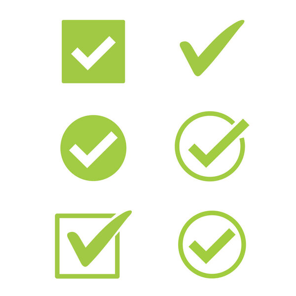Green check mark, Tick symbol in green color illustration