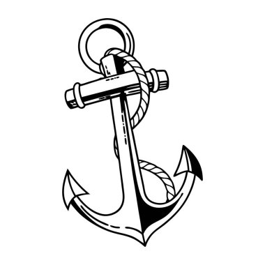 Beyaz arka plan üzerinde izole ip ile çapa