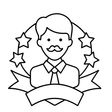 Babalar Günü çizgi film ikonu vektör illüstrasyon grafik tasarımınız kutlu olsun.