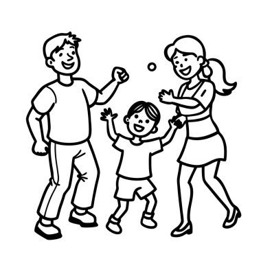 Aile eğlencesi, mutlu aile zamanı. 