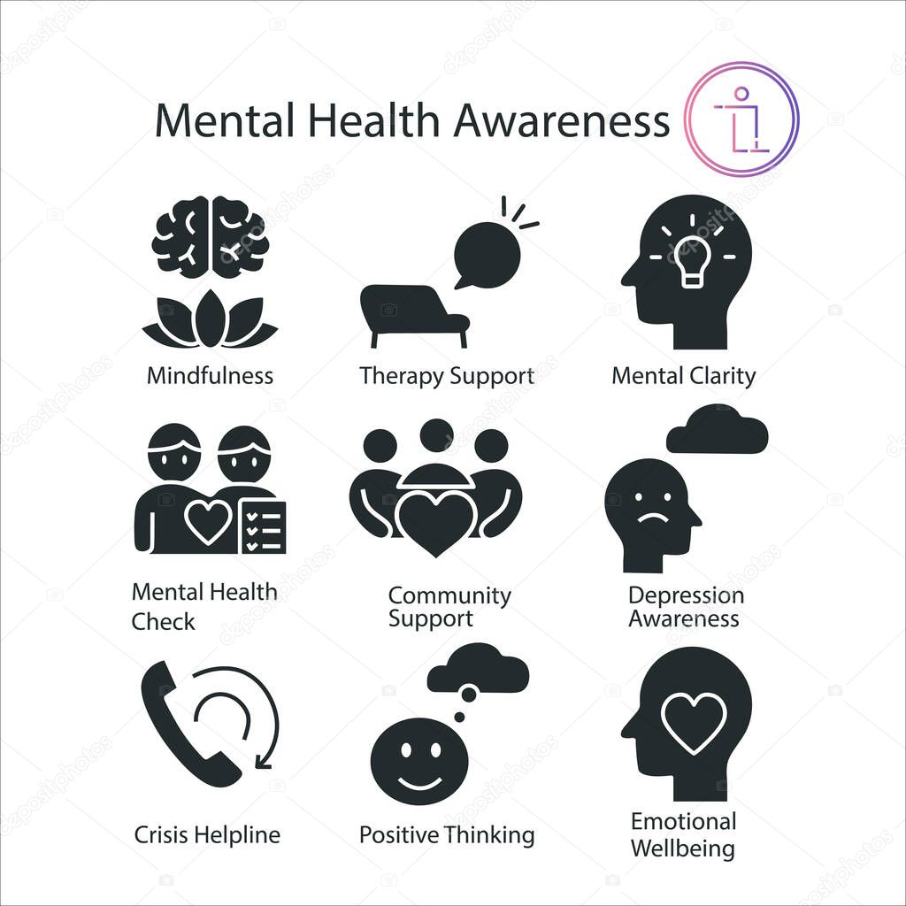Mental Health Awareness Black Icons