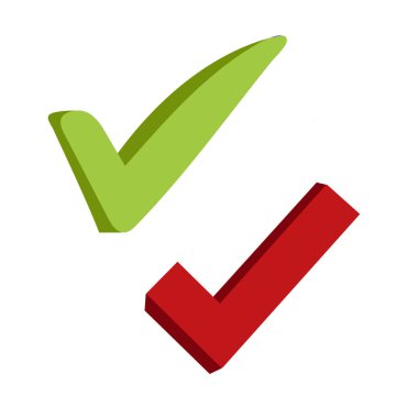 Yeşil ve Kırmızı 3D İşaretler