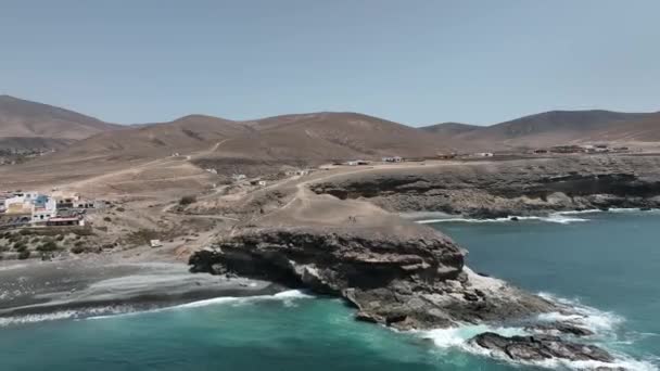 Fuerteventura Cotillo Cliff Filmad Från Himlen — Stockvideo