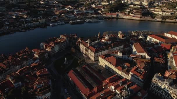 Miasto Porto Rzeka Douro Portugalii Sfilmowane Dronem — Wideo stockowe
