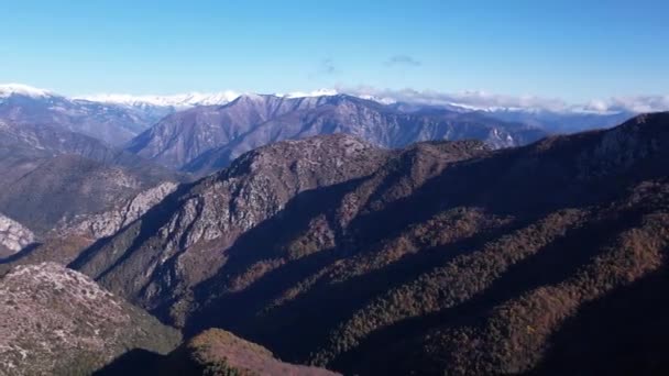 Drone View Snow Capped Alpine Peaks Mont Razet — Vídeos de Stock
