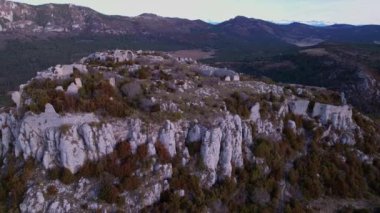 Castellaras de Thorenc seen from the sky in the Alps in France