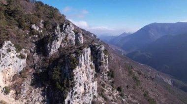 Drone shot of the alps mountains in the Esteron valley