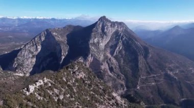 Alpine peaks close to the Clue d'Aiglun canyon drone view in the alps