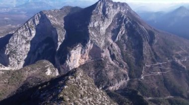View from a drone on the Clue d'Aiglun canyon in the Alps