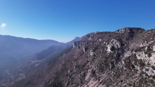 Cerro Montaña Los Alpes Valle Del Esteron Francia Desde Dron — Vídeos de Stock