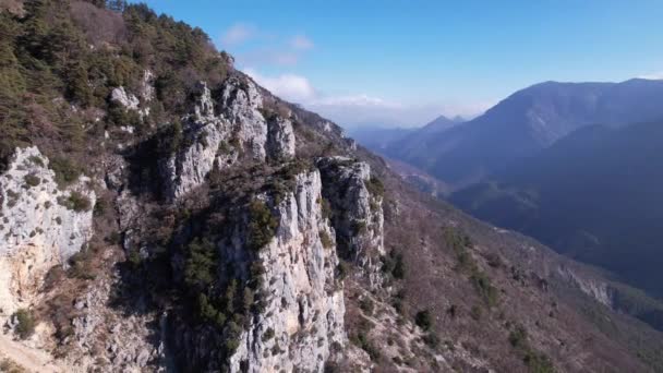 Drone Disparo Las Montañas Los Alpes Valle Del Esteron — Vídeos de Stock