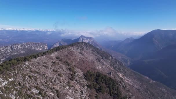 Mountain Ridge Alps Esteron Valley Drone View — ストック動画