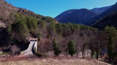 Esteron valley and mountains in the french alps seen from drone
