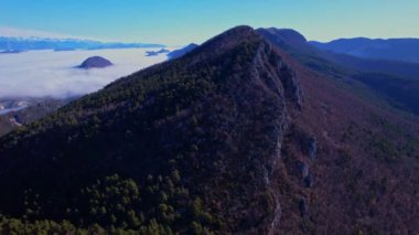 Above the clouds in Natural Park of the Prealps of Azur from drone